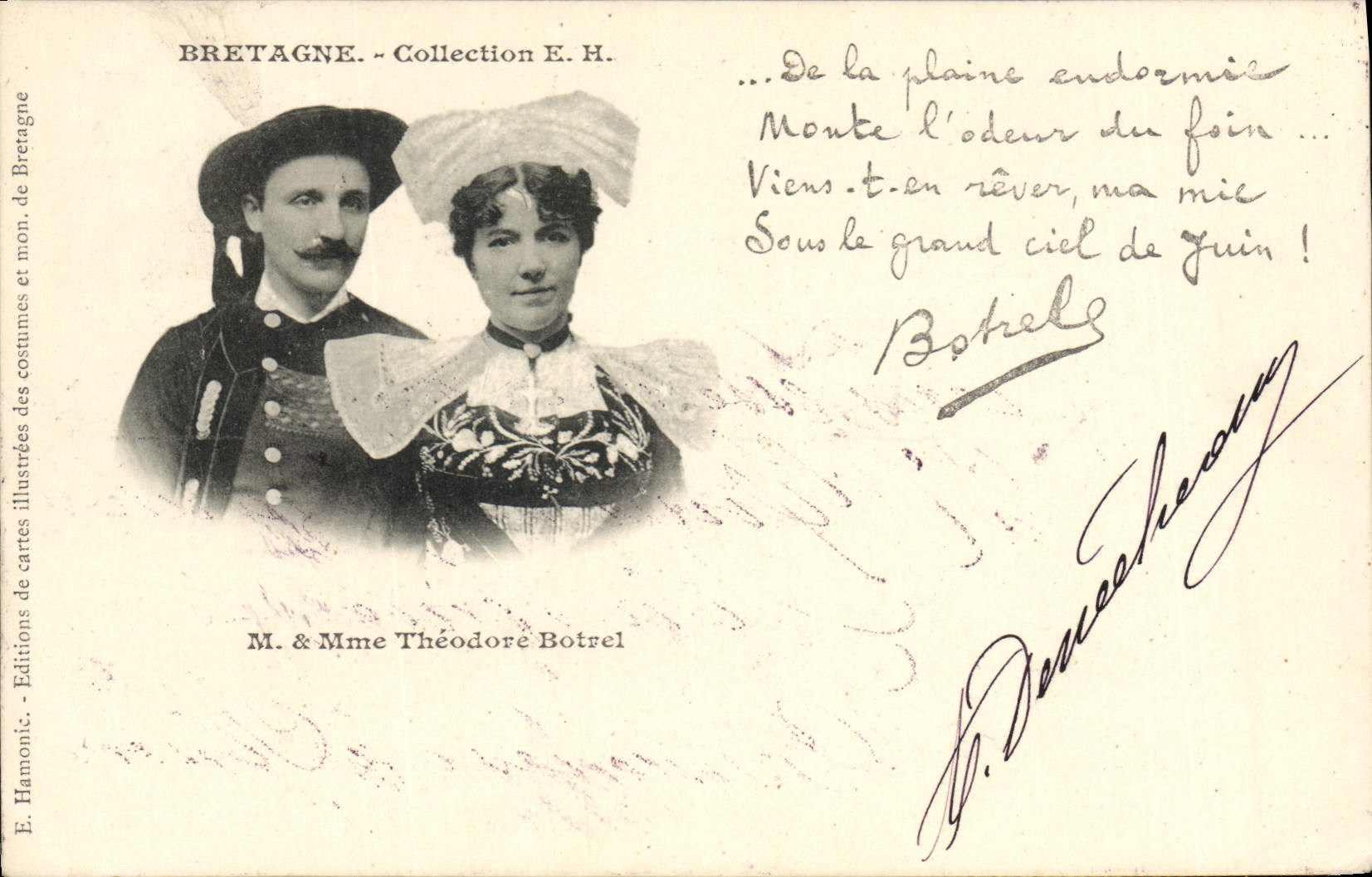CPA Folklore Bretagne M et Mme Theodore Botrel 