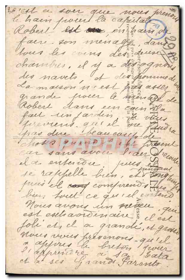 CPA Folklore Bretagne Le tablier neuf Anciens costumes de Pont Aven  — Verso
