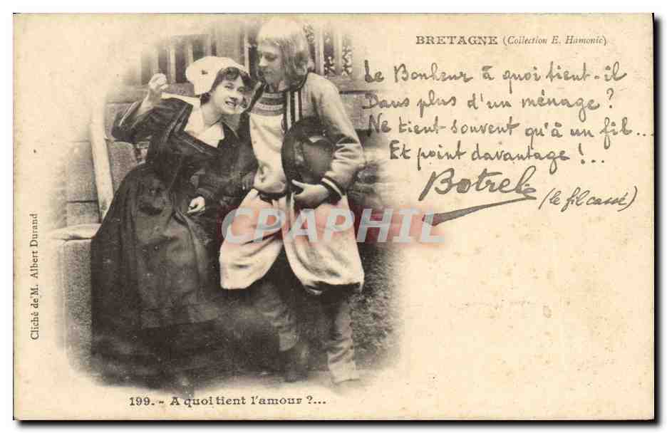 CPA Folklore Bretagne A quoi tient l'amour ? Botrel 