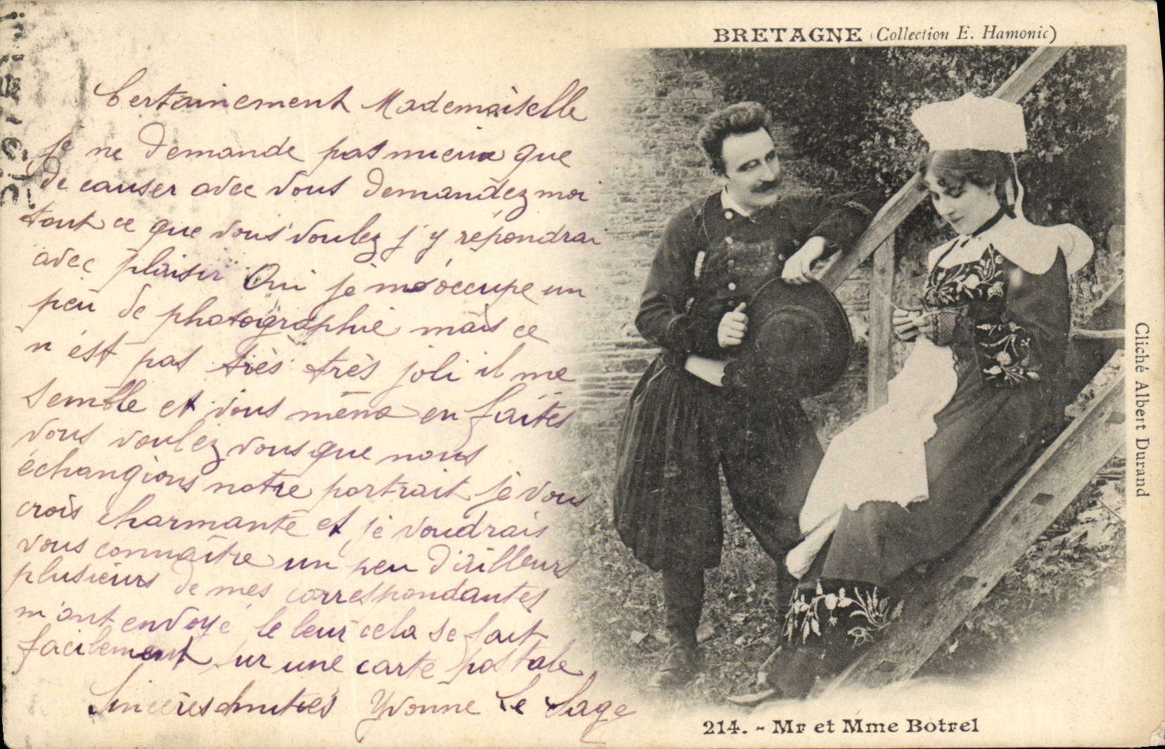 CPA Folklore Bretagne Mr et Mme Botrel 