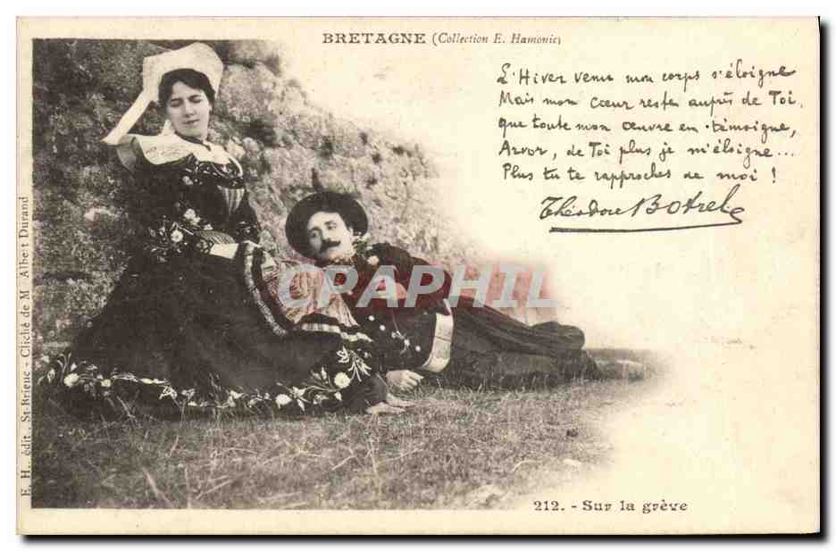 CPA Folklore Bretagne Botrel Sur la greve 
