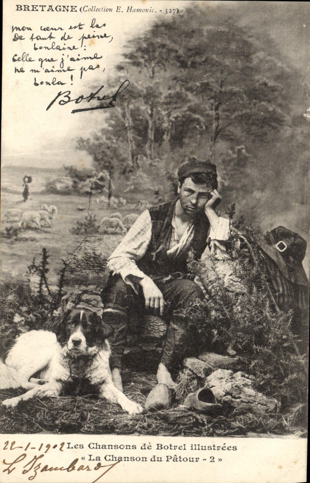 CPA Folklore Bretagne Botrel La chanson du patour Chien 