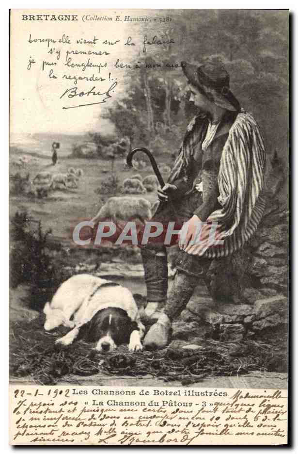 CPA Folklore Les chansons de Botrel La chanson du patour Chien 