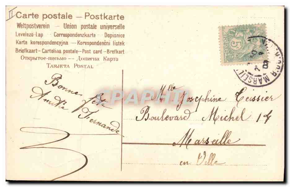 CPA Fantaisie Fleurs Colombes Trefle  — Verso