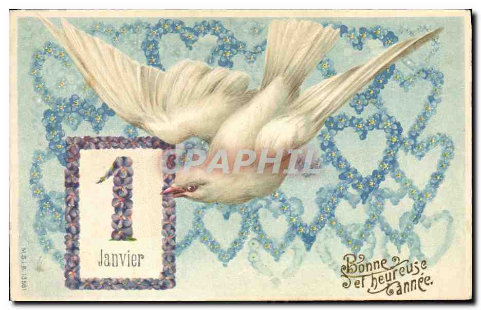 CPA Fantaisie Fleurs Colombe 