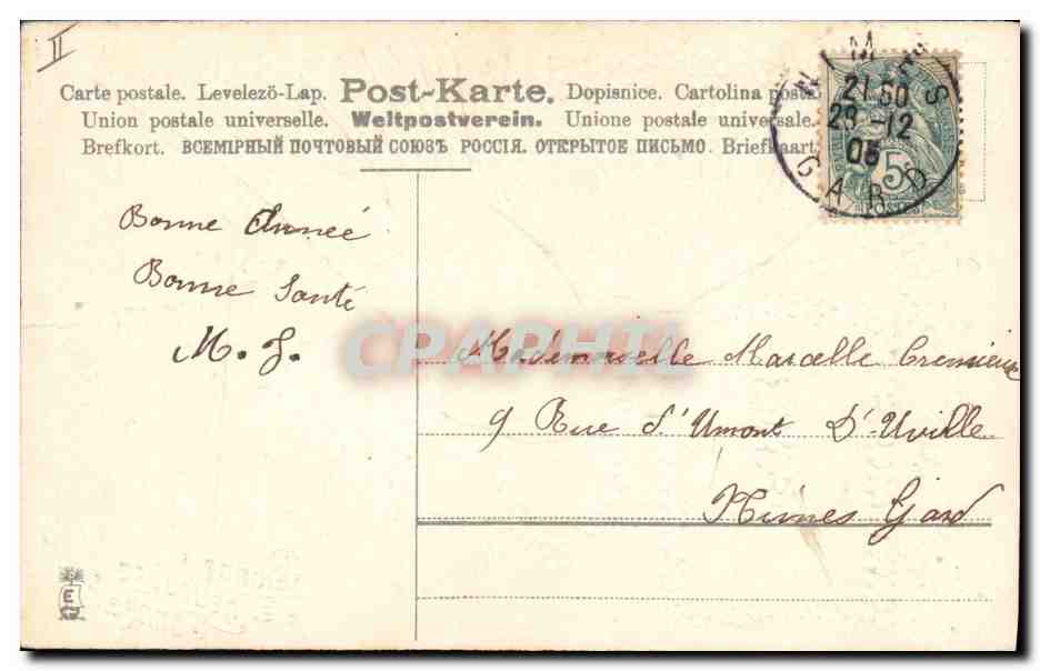 CPA Fantaisie Fleurs Colombe  — Verso