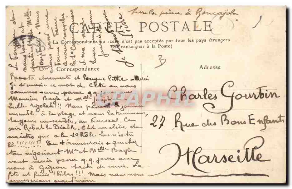 CPA Cette Les joutes En garde  — Rückseite