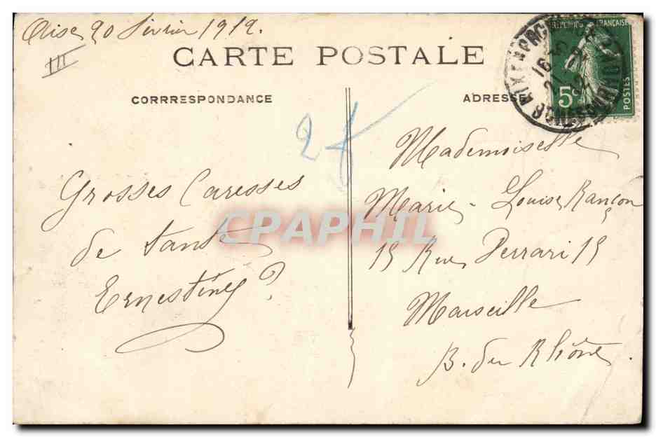 CPA 1912 Carnaval d'Aix Joute carnavalesque  — Rückseite