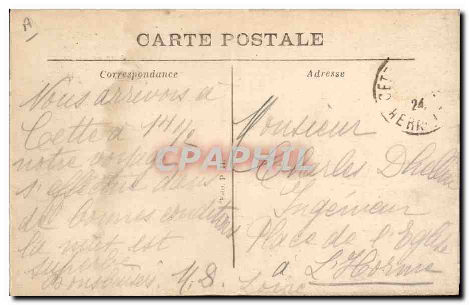 CPA Cette sur mer Joutes Cettoises Un bon coup de lance  — Rückseite