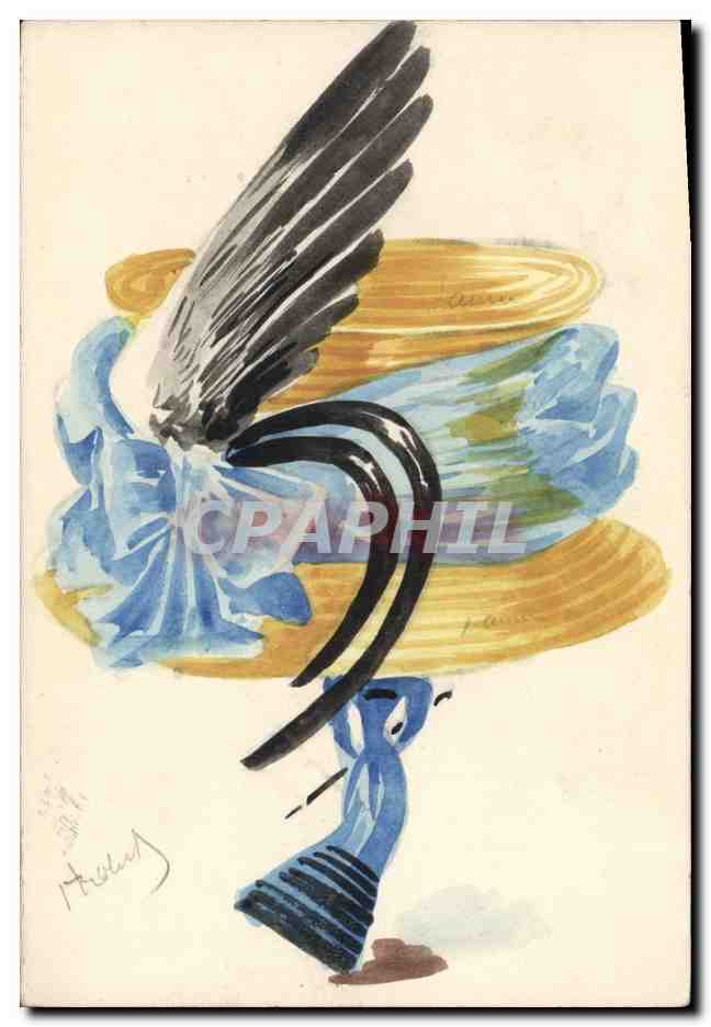 CPA Fantaisie Illustrateur Femme Chapeau Coiffe Chapeau (dessin a la main) 