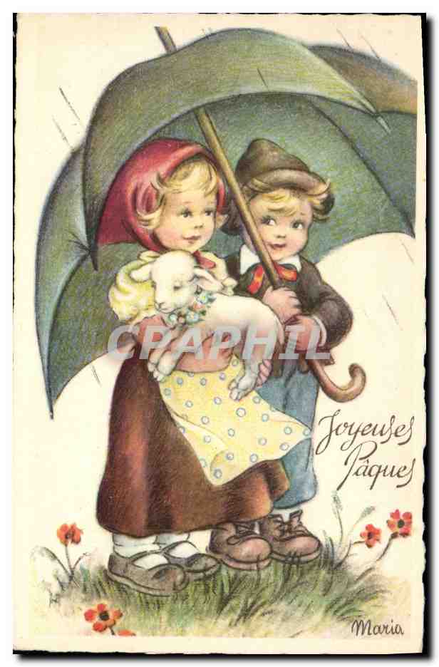 CPA Fantaisie Illustrateur Enfants Paques Maria 