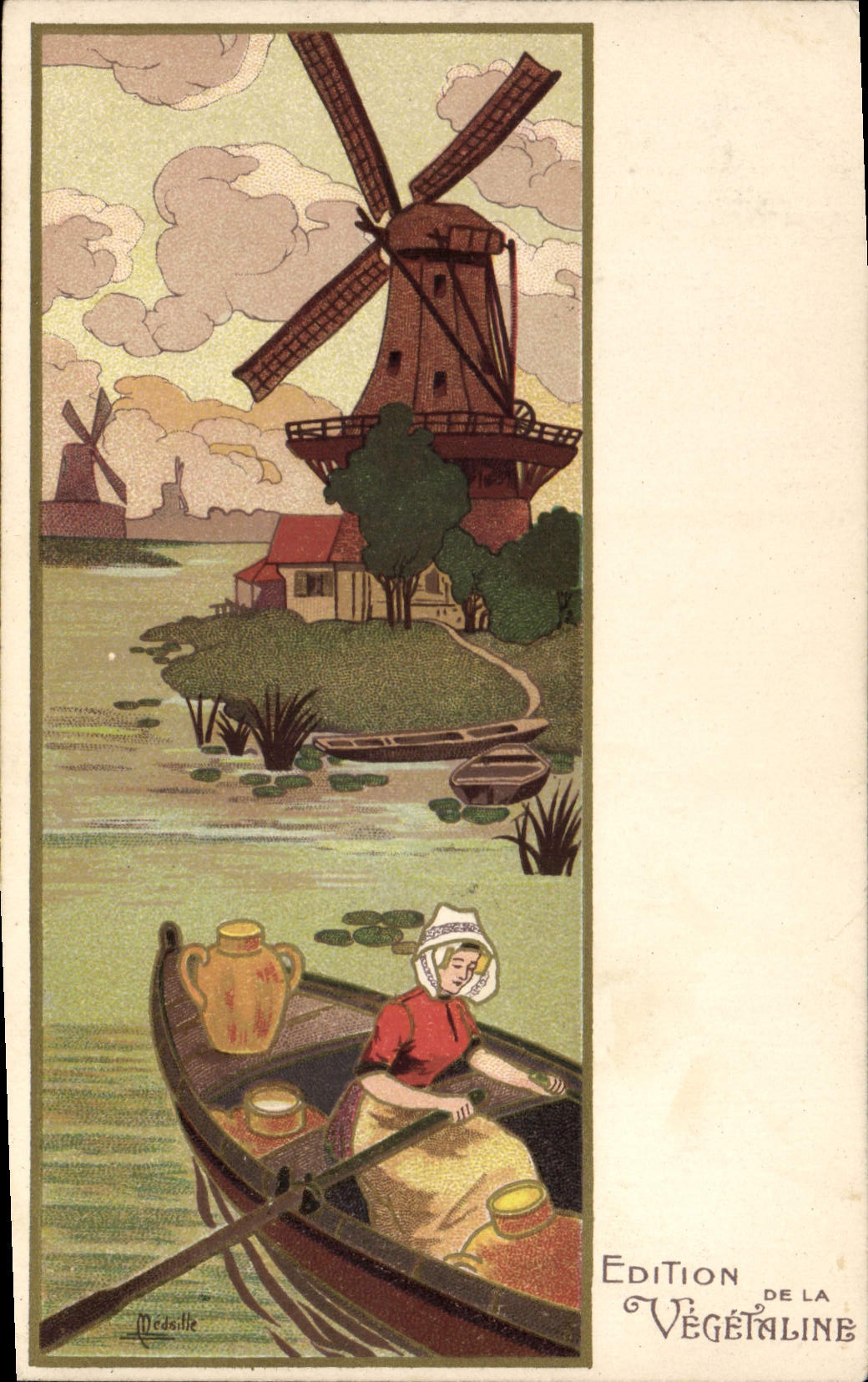 CPA Fantaisie Illustrateur Femme Moulin a vent Edition de la Vegetaline 