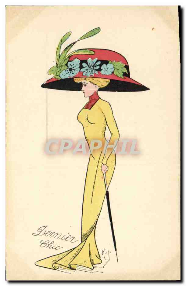 CPA Fantaisie Illustrateur Femme Dernier chic 