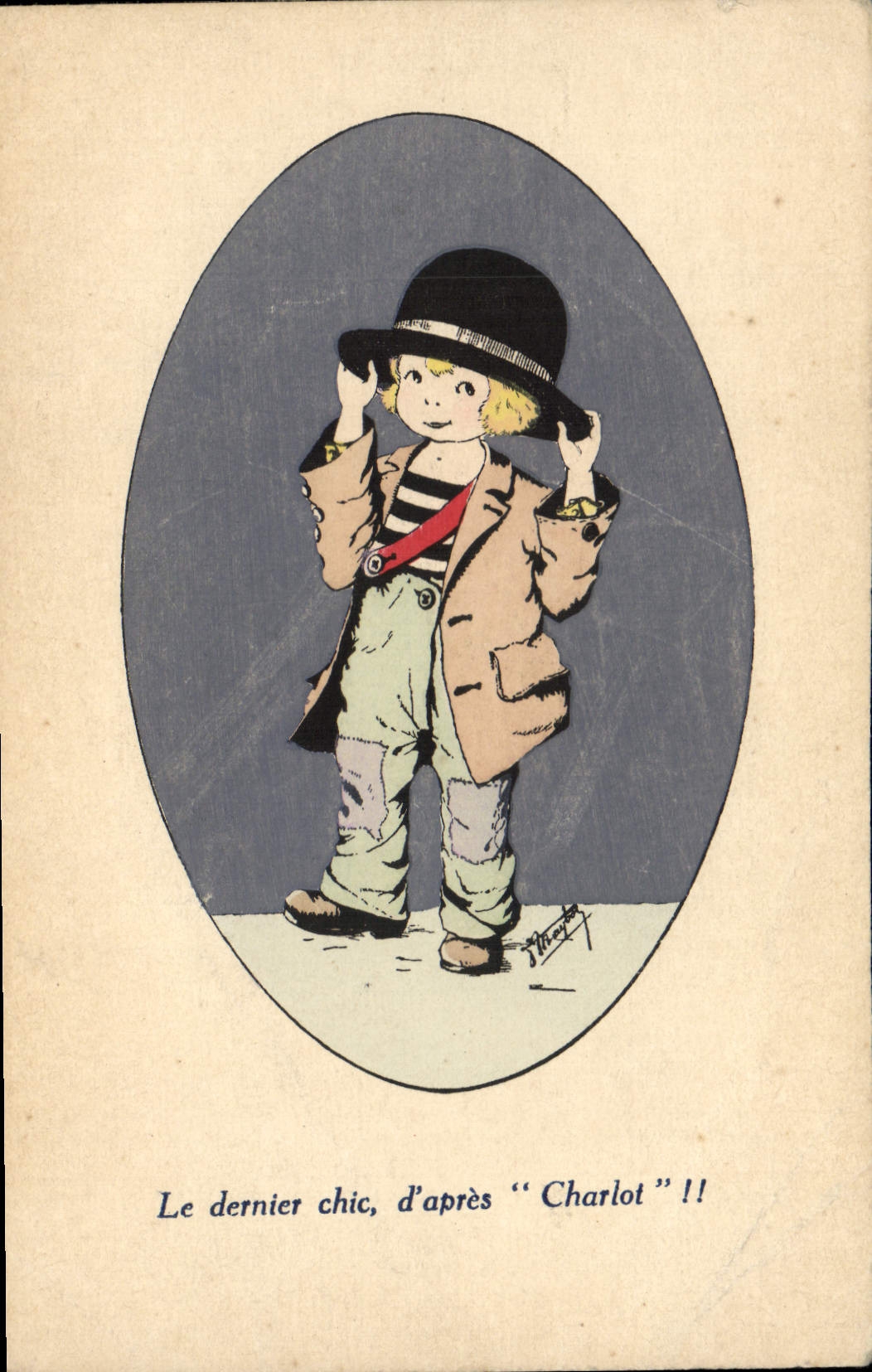 CPA Fantaisie Illustrateur Enfant Le dernier chic d'apres Charlot 