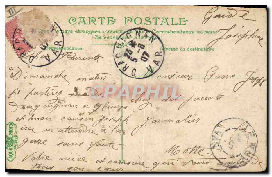 CPA Draguignan Le grand Kiosque  — Verso
