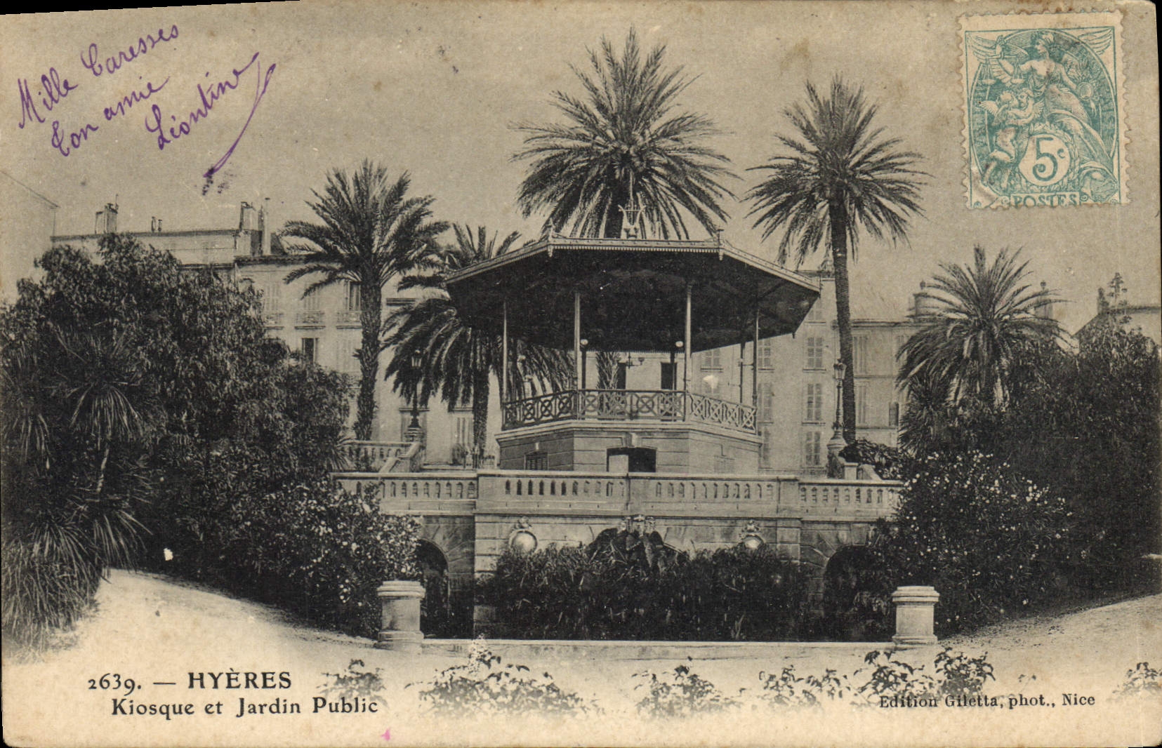 CPA Kiosque et jardin public Hyeres 