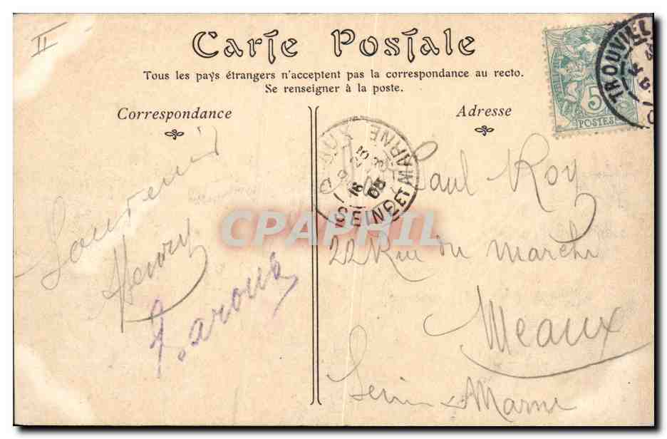 CPA Kiosque Trouville sur Mer Le jardin public  — Verso