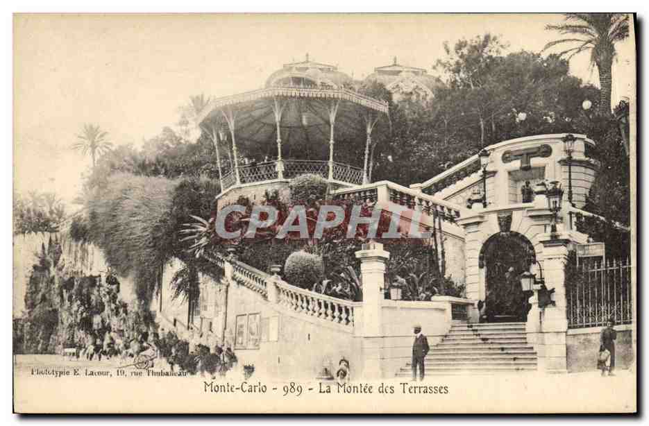 CPA Kiosque Monte Carlo La montee des terrasses 