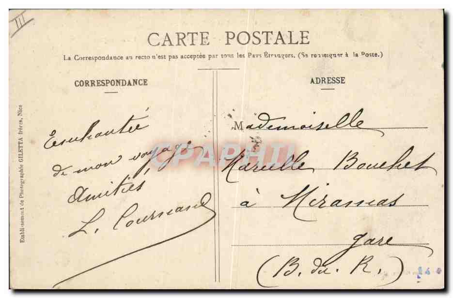 Monte-Carlo — Les Terrasses et Kiosque — Collection Artistique, n° 704 — Verso