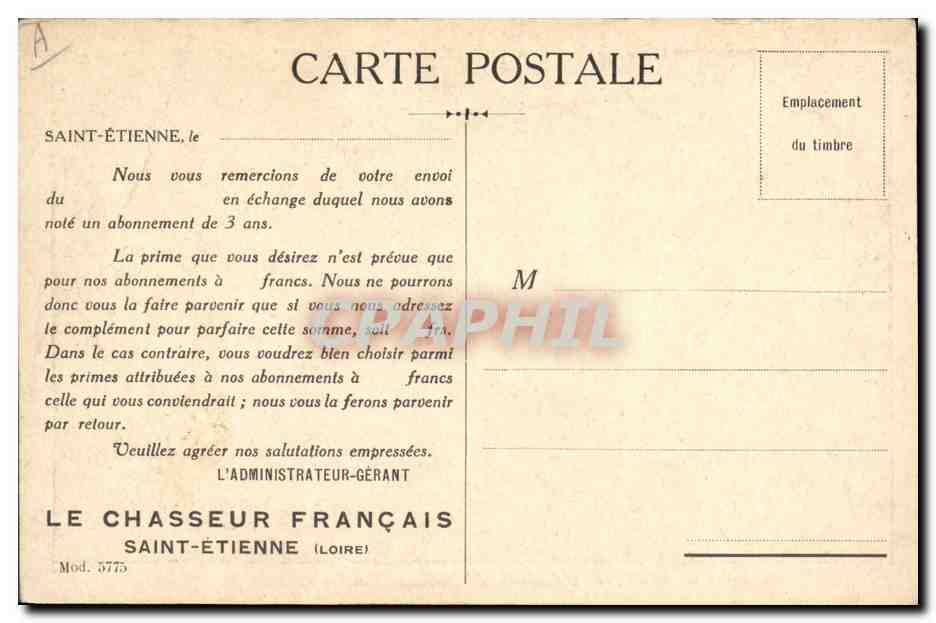 Bassets d'Artois à jambes droites — illustration de chiens de chasse — éditeur L'Administrateur Français, Saint-Étienne — Verso