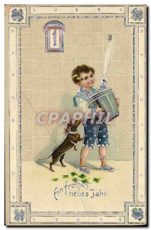 CPA Chien Chiens Basset Enfant 