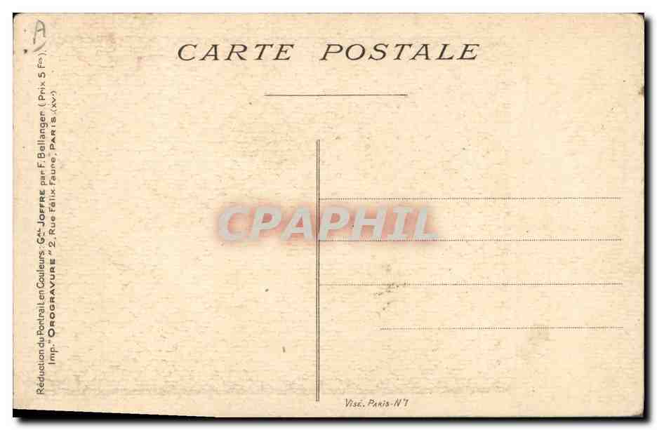 CPA Militaria General Joffre — Verso