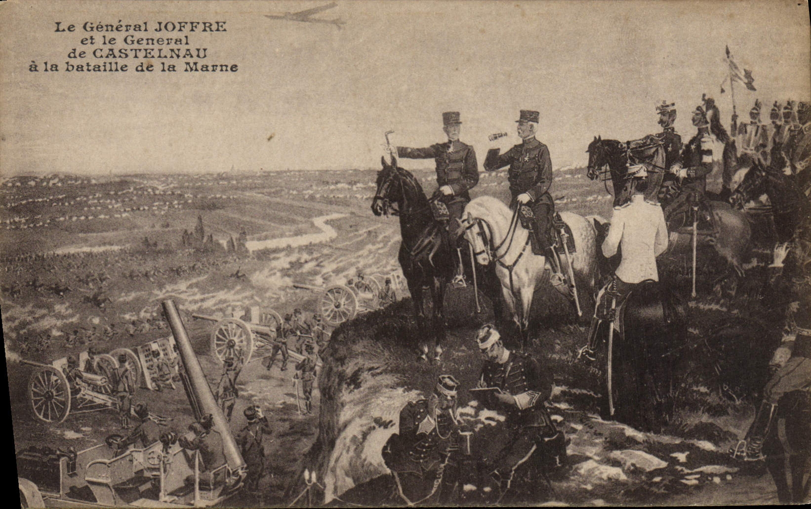 CPA Militaria Le General Joffre et le General de Castelnau a la bataille de la Marne