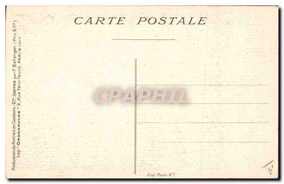 CPA Militaria General Joffre — Verso