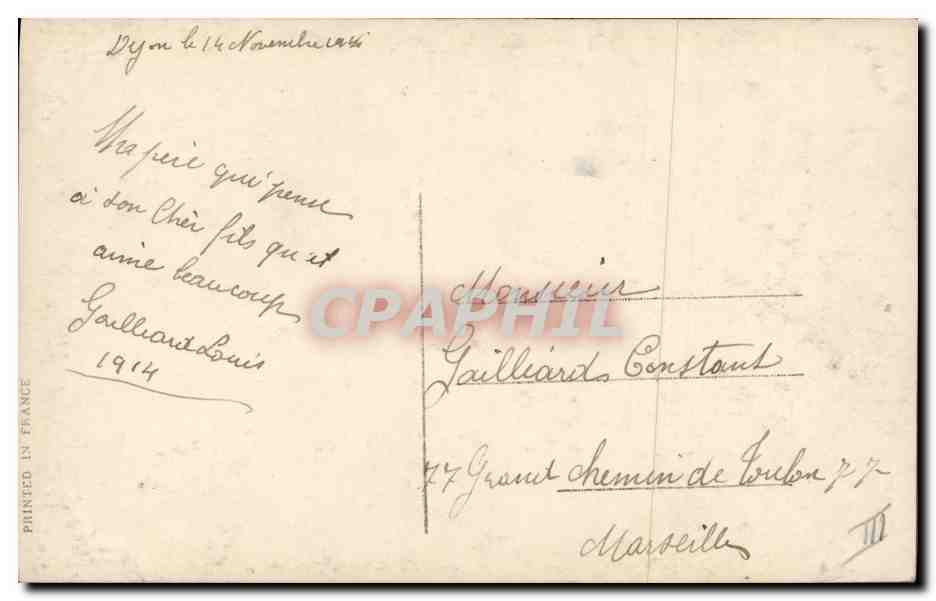 CPA Militaria Le General Joffre  — Verso