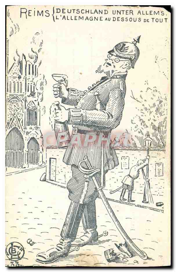 CPA Militaria Reims L'Allemagne au dessous de tout