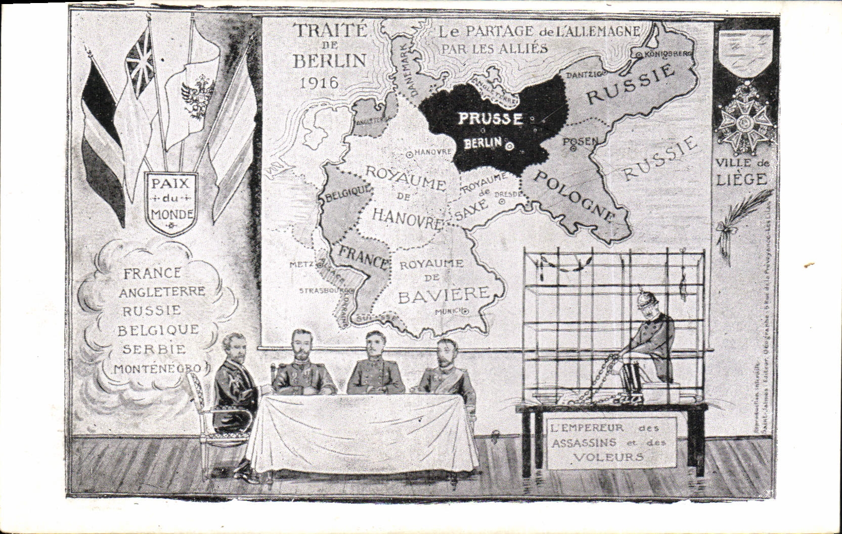 CPA Militaria Traite de Berlin France Angleterre Russie Belgique Serbie Montenegro 