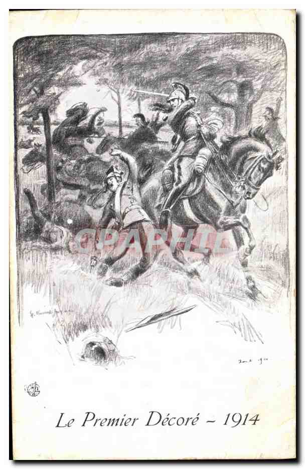 CPA Militaria Le premier decore 1914