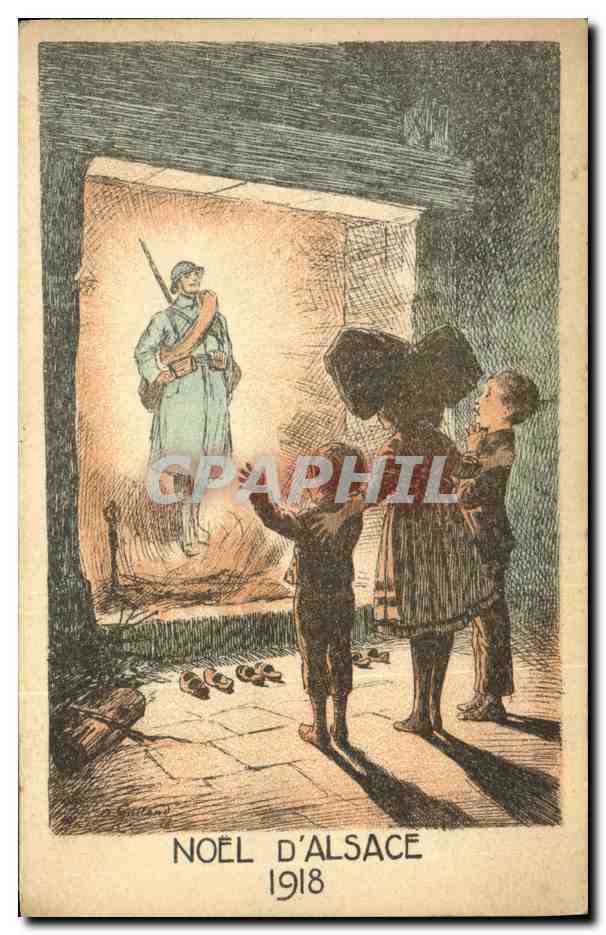 CPA Militaria Noel d'Alsace 1918 Alsace Enfants