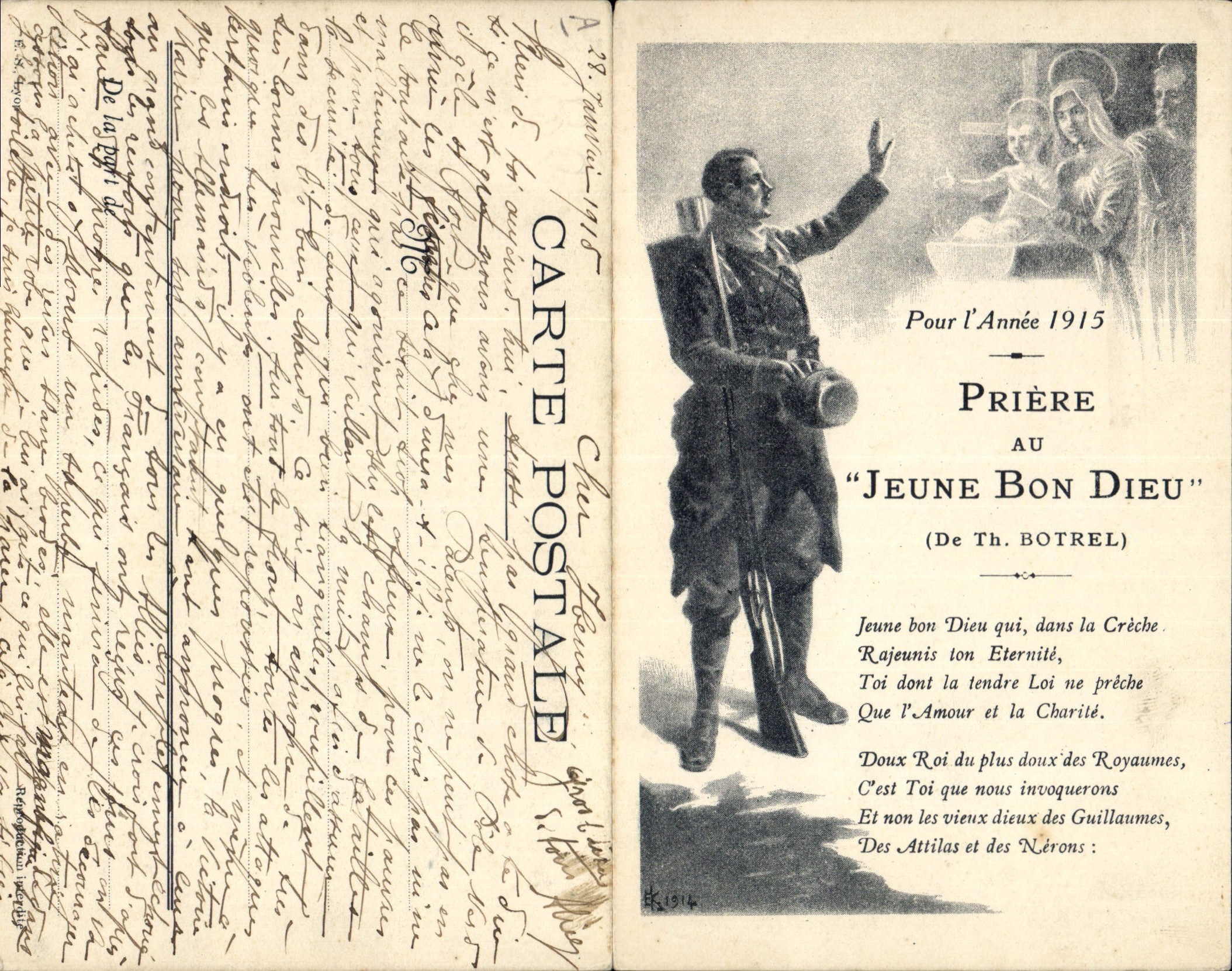 CPA Folklore Priere au Jeune Bon Dieu Botrel
