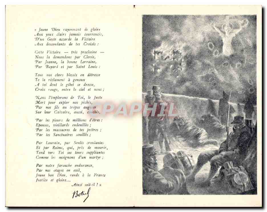 CPA Folklore Priere au Jeune Bon Dieu Botrel — Verso