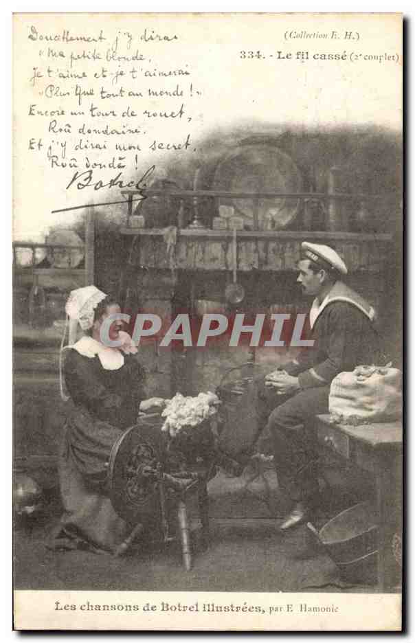 CPA Folklore Les chansons de Botrel illustrees le fil casse marin