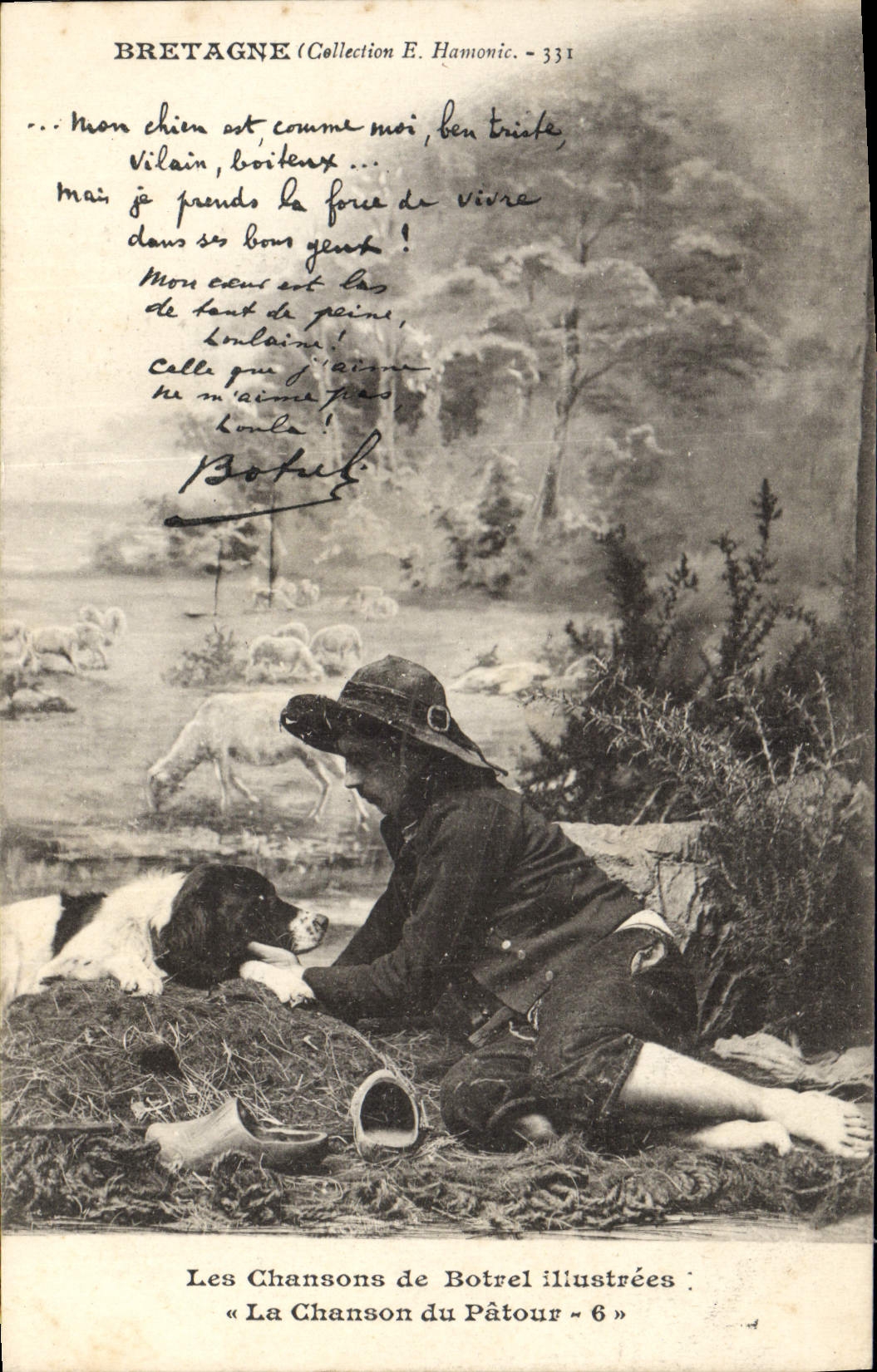 CPA Folklore Les chansons de Botrel illustrees La chanson du patour Chien
