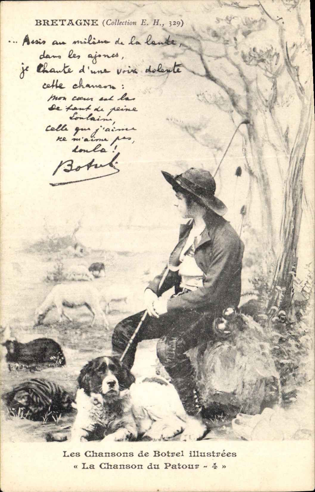 CPA Folklore Les chansons de Botrel illustrees la chanson du patour Chien