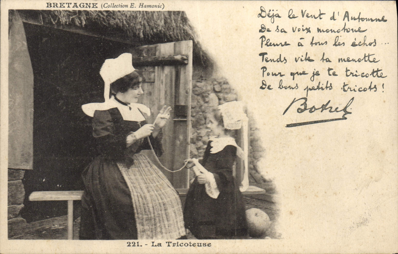CPA Folklore Bretagne Botrel La tricoteuse