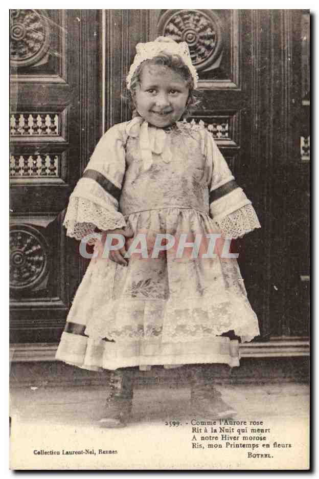 Fille en robe à dentelle — poème imprimé — Collection Laurent-Nel, Rennes