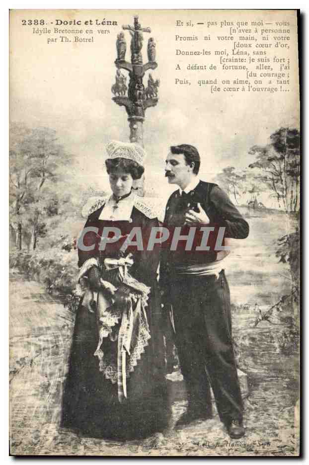 CPA Folklore Doric et Lena Idylle bretonne en vers Botrel 