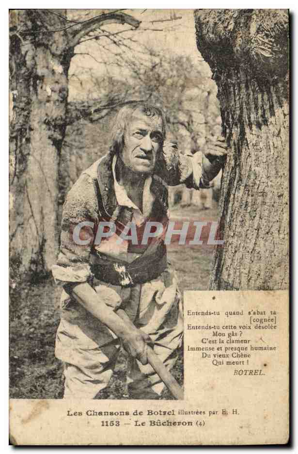 CPA Folklore Les chansons de Botrel illustrees Le bucheron