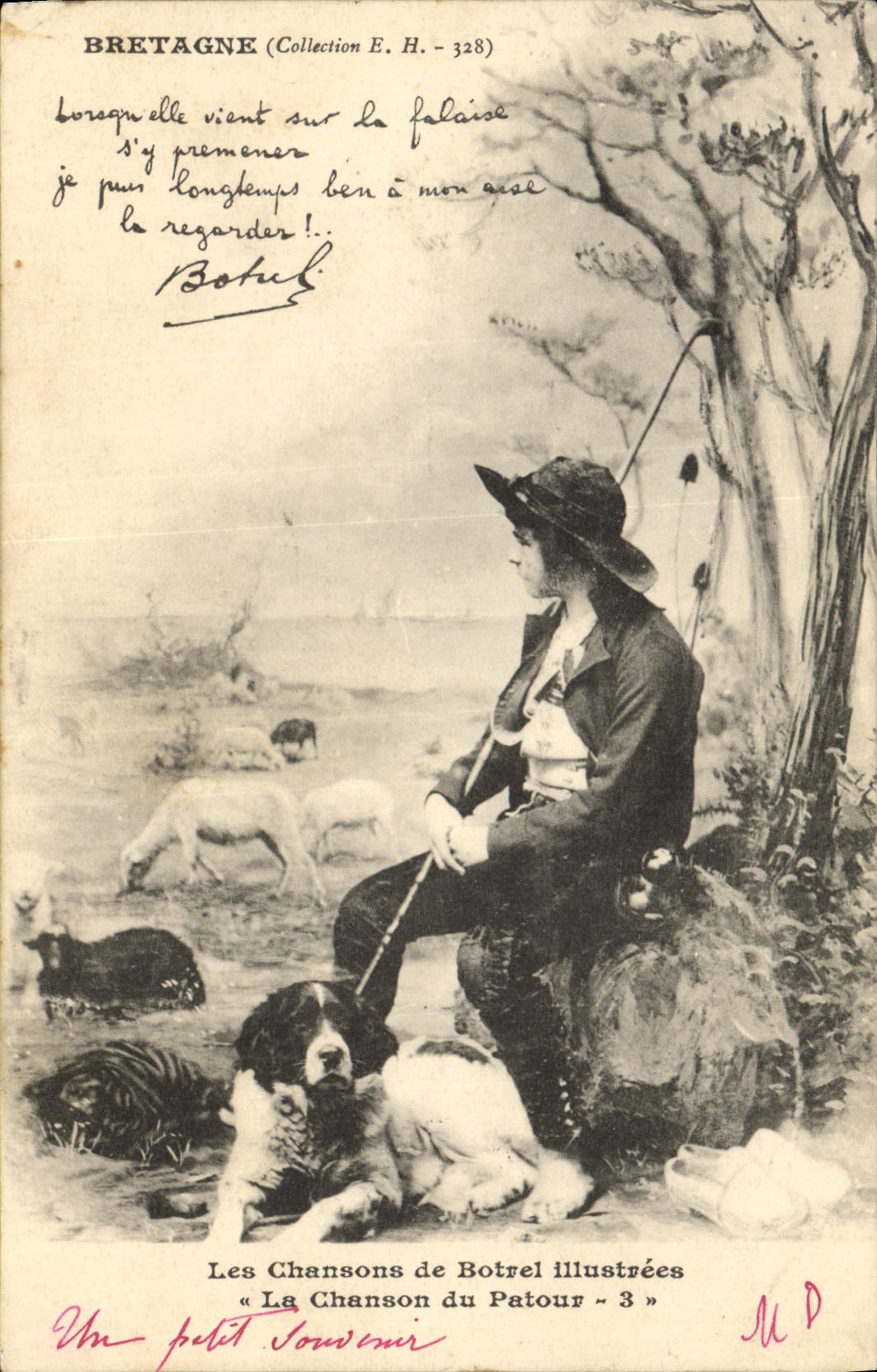 CPA Folklore Les chansons de Botrel illustrees La chanson du patour Chien