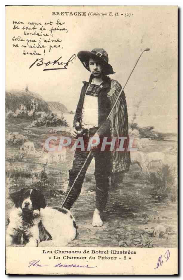 CPA Folklore Les chansons de Botrel illustrees La chanson du patour Chien