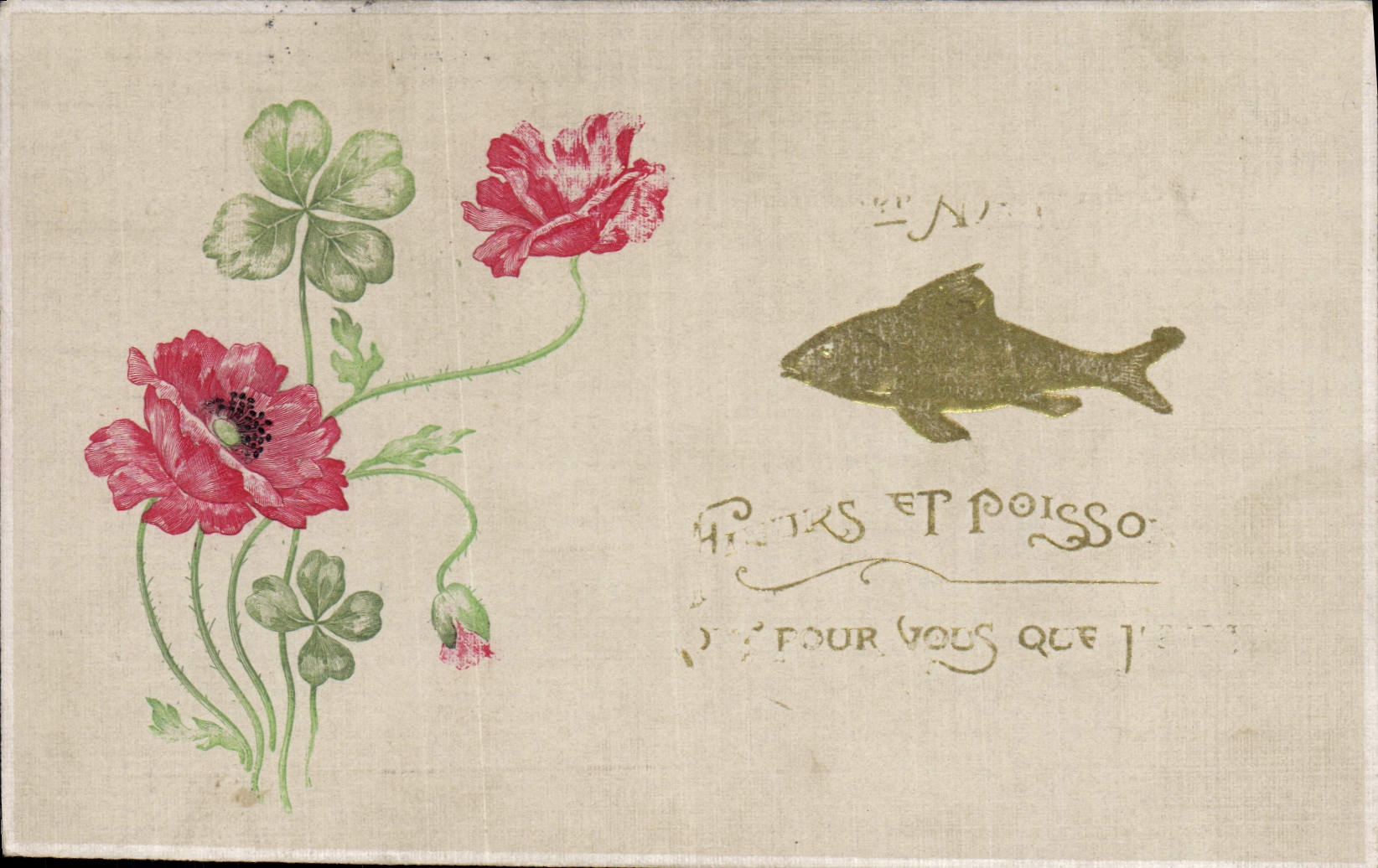 CPA Fantaisie Fleurs Poisson