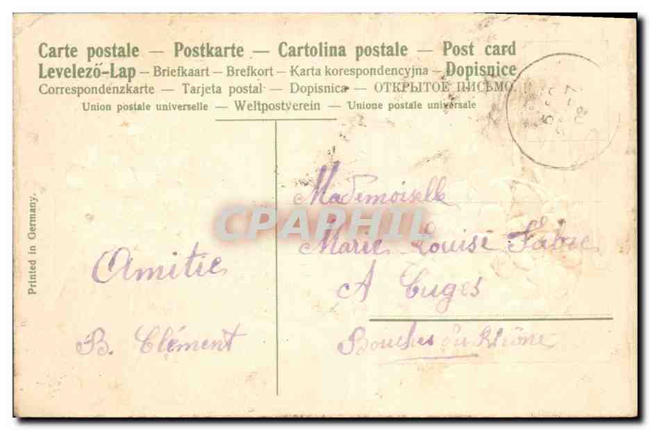 Violettes — Porte Bonheur — Imprimerie de la Poste — Rückseite