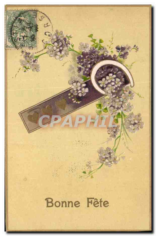 CPA Fantaisie Fleurs Fer a cheval