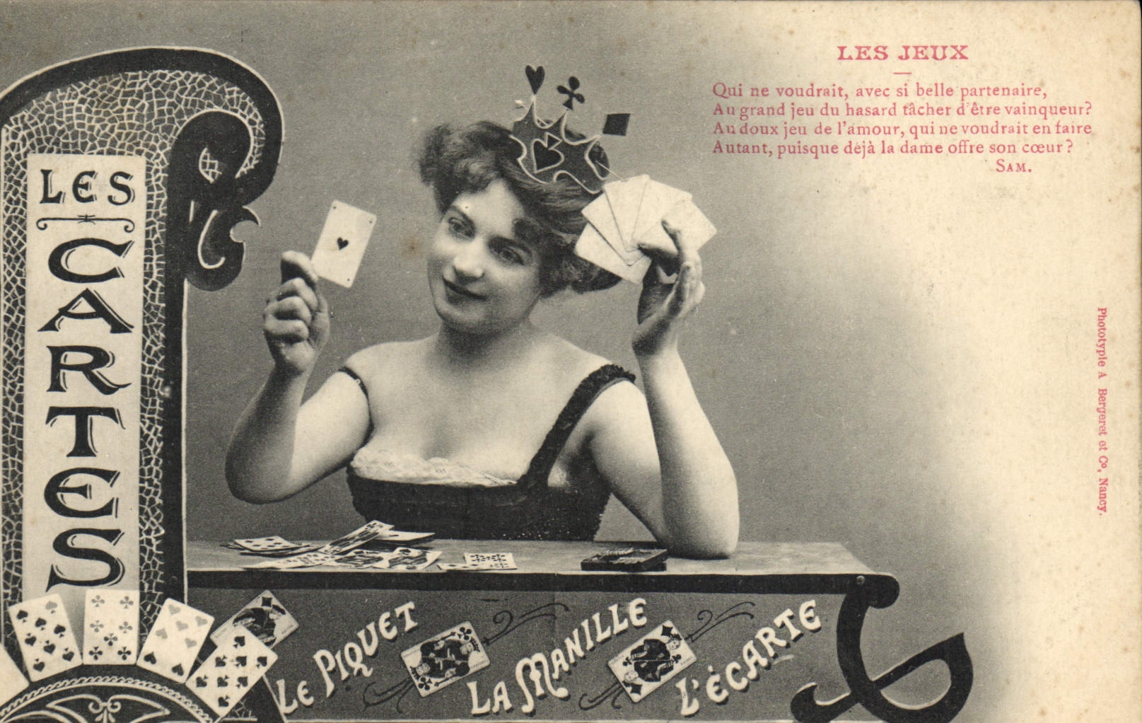 CPA Les jeux Cartes Le Piquet La Manille L'ecarte 