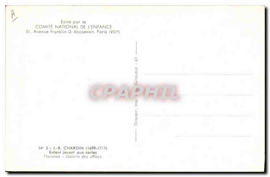 CPA Chardin Enfant jouant aux Cartes  — Rückseite