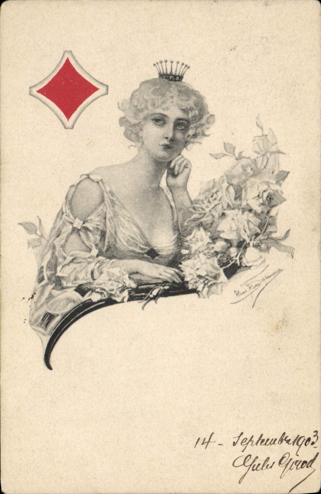 CPA Cartes Femme Carreau
